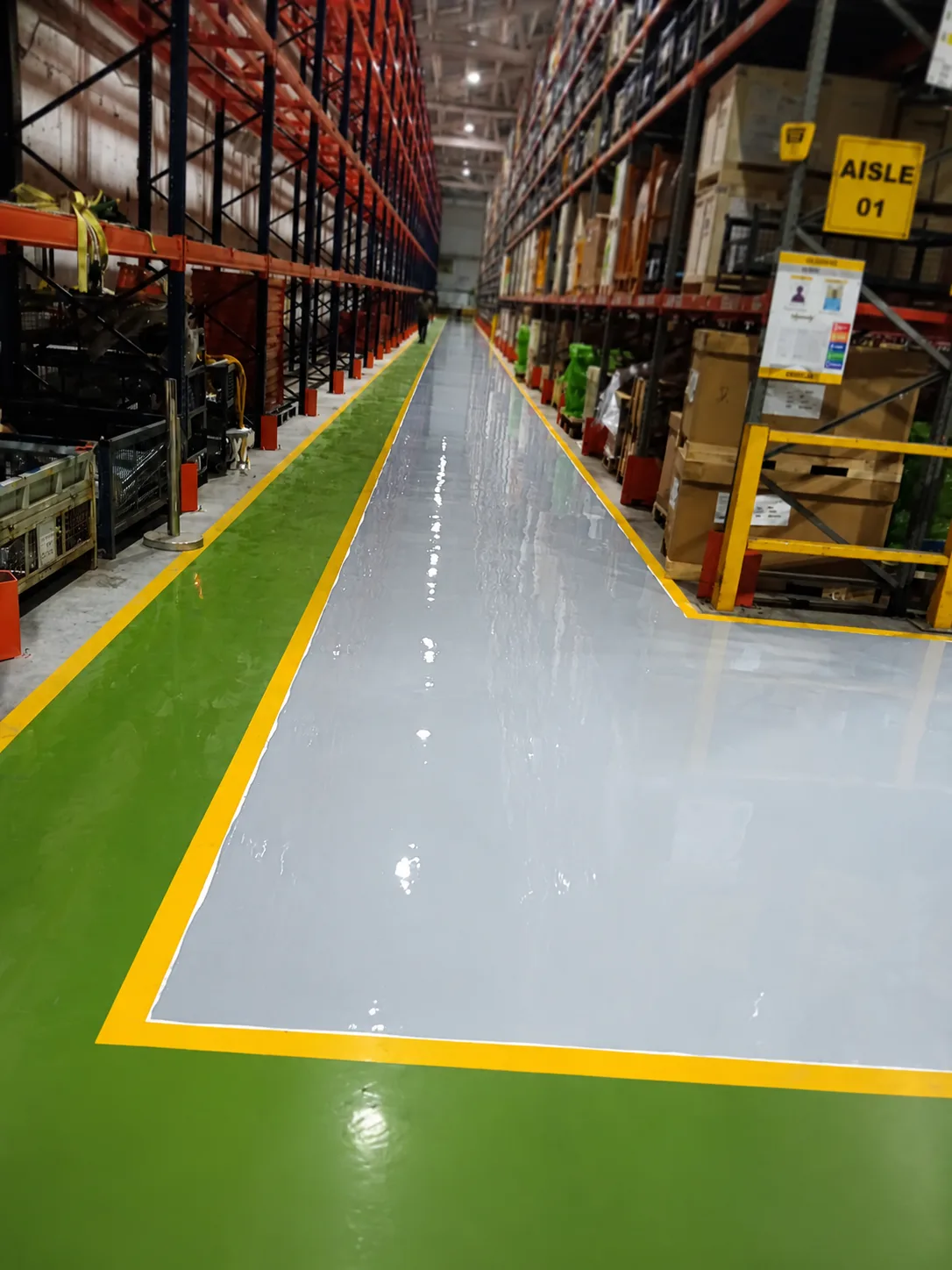 Epoxy Floor with Safety Lane Markings